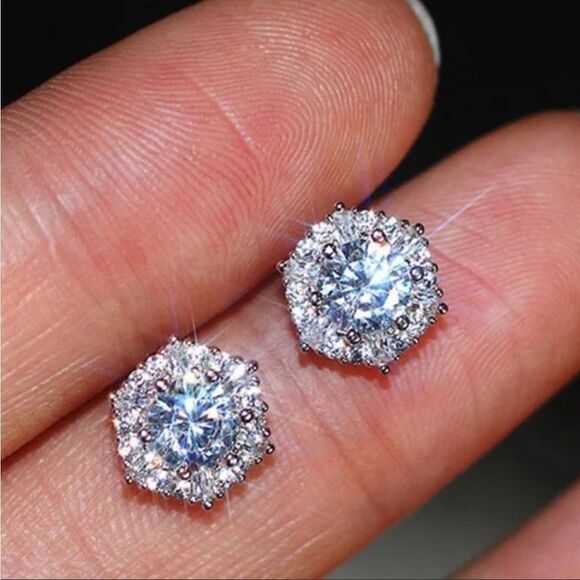 #25 Sterling Silver Hexagon Stud Earrings - Picture 8 of 8